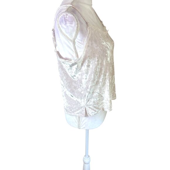 VTG Y2K Lace Trim Pink Velvet Babydoll Cami L Coquette Fairy Romantic Soft Girl - Picture 4 of 13